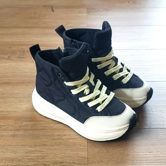 Zara | Shoes | Kids Blue Quilted High Top Sneakers By Zara